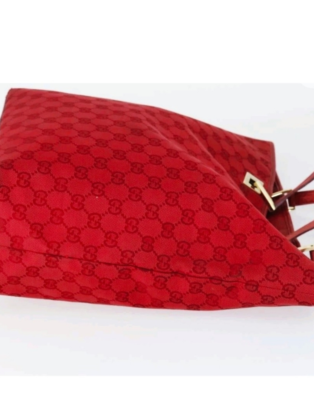 Gucci Crimson GG Sherry Line Monogrammed Canvas & Leather Tote Bag - Picture 5 of 9